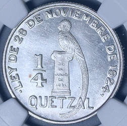 1947 NGC MS 65 Guatemala 1/4 Quetzal Bird Silver Mint State Gem Coin ( –  Caesar's Ghost Numismatics